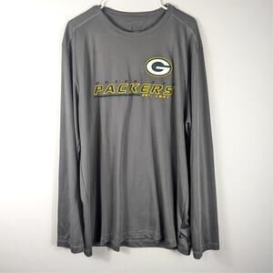 Green Bay Packers Mens XL Gray Long Sleeve Performance Shirt NFL Football